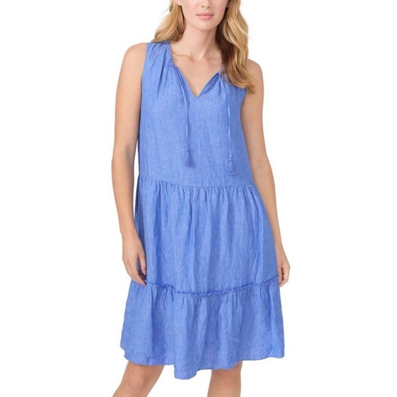 J McLaughlin Christa 100% Linen Cornflower Blue Dress - Picture 2 of 7